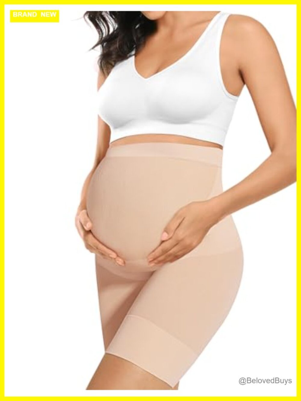 Peauty Seamless Maternity Shapewear Nylon Spandex High Waisted Mid-Thigh Belly